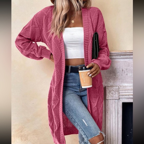 Cozy Pink Open Front Cardigan - Picture 3 of 8